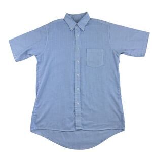 RED KAP Men's 16 Blue Pinstripe Short Sleeve Button Down Shirt